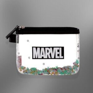 Miniso Marvel PVC Coin Purse Sequin Accents Space-Saving Black Clear OS NWT